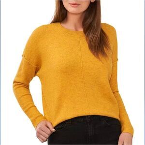 Vince‎ Camuto Cozy Long Sleeve Extend Shoulder Sweater Mustard Size Medium